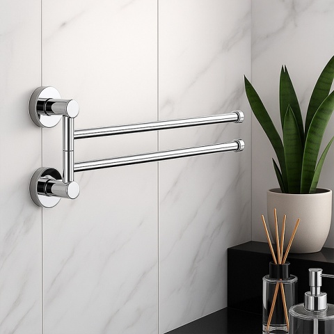 WIESZAK NA RĘCZNIKI CHROM ŁAZIENKOWY OBROTOWY PODWÓJNY ELIOT-CH DO ŁAZIENKI