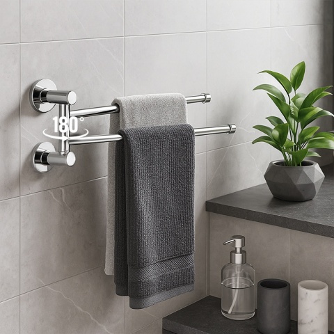 WIESZAK NA RĘCZNIKI CHROM ŁAZIENKOWY OBROTOWY PODWÓJNY ELIOT-CH DO ŁAZIENKI