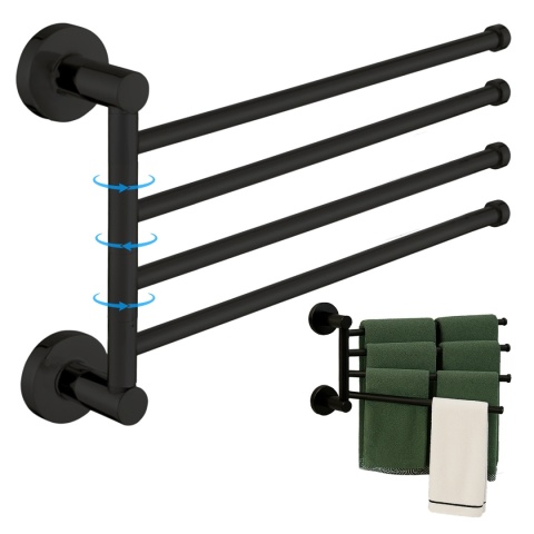 WIESZAK NA RĘCZNIKI CZARNY ŁAZIENKOWY OBROTOWY POCZWÓRNY FELIX-BL DO ŁAZIENKI