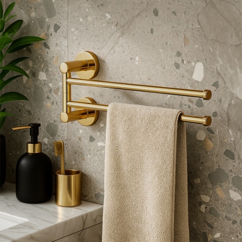 WIESZAK NA RĘCZNIKI ZŁOTY ŁAZIENKOWY OBROTOWY PODWÓJNY ELIOT-GL DO ŁAZIENKI