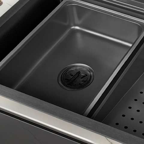ZLEWOZMYWAK JEDNOKOMOROWY WIELOFUNKCYJNY ARGOS 75X46 GRAFITOWY ZLEW KUCHENNY STALOWY