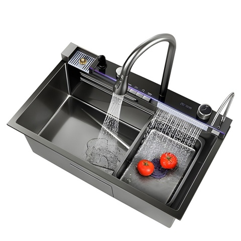 ZLEWOZMYWAK JEDNOKOMOROWY WIELOFUNKCYJNY ARGOS 75X46 GRAFITOWY ZLEW KUCHENNY STALOWY