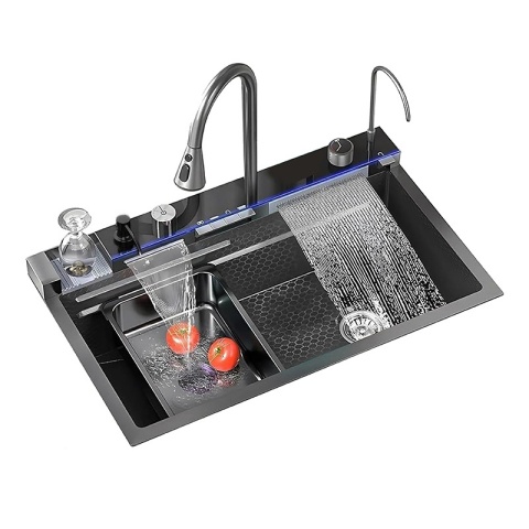 ZLEWOZMYWAK JEDNOKOMOROWY WIELOFUNKCYJNY ARGOS 75X46 GRAFITOWY ZLEW KUCHENNY STALOWY