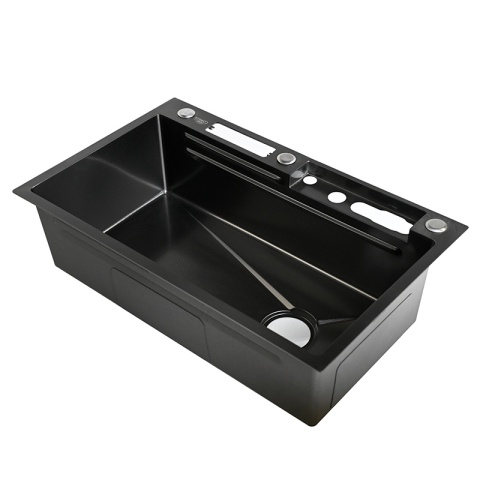 ZLEWOZMYWAK JEDNOKOMOROWY WIELOFUNKCYJNY COBA 75X46 CZARNY ZLEW KUCHENNY STALOWY