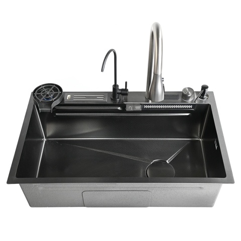 ZLEWOZMYWAK JEDNOKOMOROWY WIELOFUNKCYJNY COBA 75X46 CZARNY ZLEW KUCHENNY STALOWY