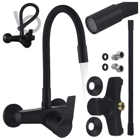 BATERIA KUCHENNA ŚCIENNA EBRO GIĘTKA CZARNA WYLEWKA PODSTAWA CZARNA