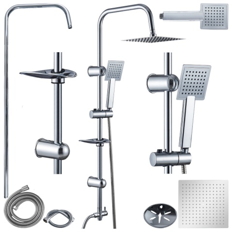 ZESTAW PRYSZNICOWY ŁAZIENKOWY Z DESZCZOWNICĄ ŚCIENNY MANS CHROM