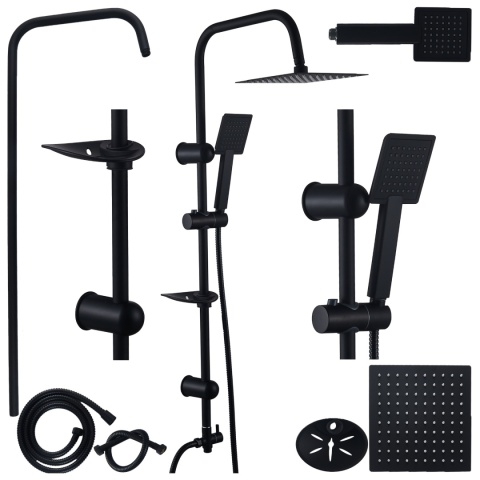 ZESTAW PRYSZNICOWY ŁAZIENKOWY Z DESZCZOWNICĄ ŚCIENNY MANS CZARNA