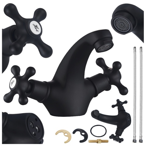 BATERIA UMYWALKOWA ŁAZIENKOWA STOJĄCA RETRO VIOLA CZARNA