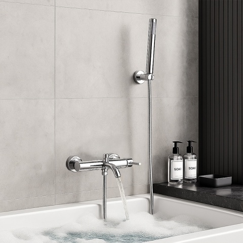 BATERIA WANNOWA ŚCIENNA PRYSZNICOWA ŁAZIENKOWA ZESTAW MONA-CH CHROM