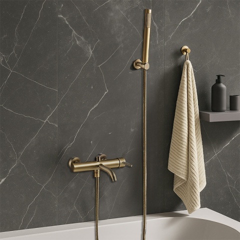 BATERIA WANNOWA ŚCIENNA PRYSZNICOWA ŁAZIENKOWA MONA ZŁOTA SZCZOTKOWANA