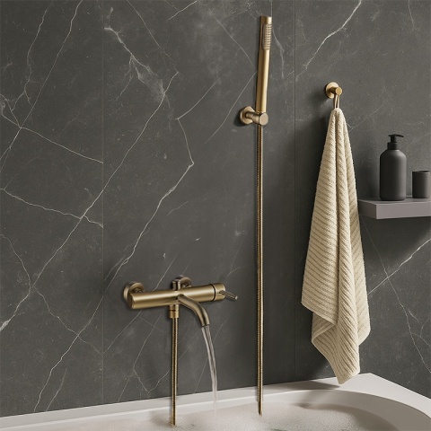 BATERIA WANNOWA ŚCIENNA PRYSZNICOWA ŁAZIENKOWA MONA ZŁOTA SZCZOTKOWANA