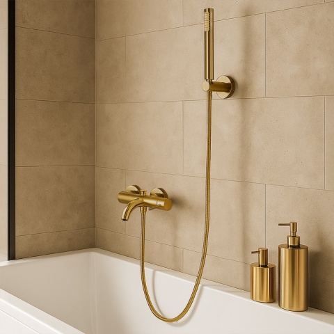 BATERIA WANNOWA ŚCIENNA PRYSZNICOWA ŁAZIENKOWA ZESTAW MONA-GL ZŁOTA