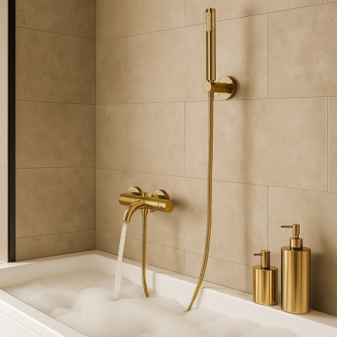 BATERIA WANNOWA ŚCIENNA PRYSZNICOWA ŁAZIENKOWA ZESTAW MONA-GL ZŁOTA