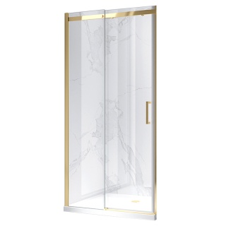 DRZWI PRYSZNICOWE PRZESUWNE DO WNĘKI ZES-KZ09D-GL-130 ZŁOTE 125-130 CM 8 MM