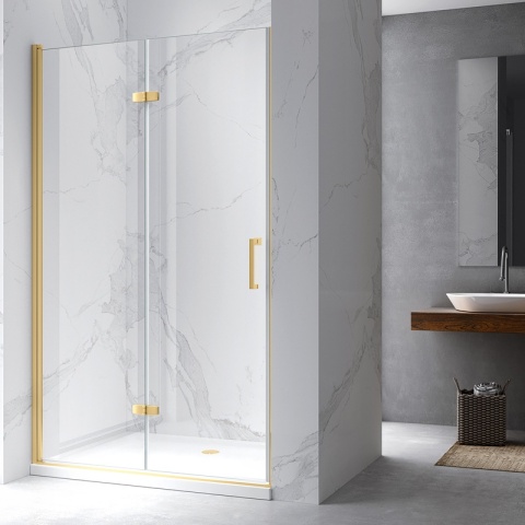 DRZWI PRYSZNICOWE SKŁADANE DO WNĘKI ZES-KZ21E-GL-110 ZŁOTE 110 CM 6 MM