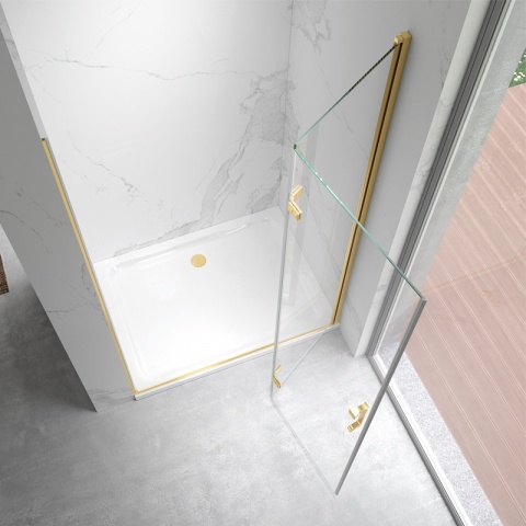 DRZWI PRYSZNICOWE SKŁADANE DO WNĘKI ZES-KZ21E-GL-110 ZŁOTE 110 CM 6 MM