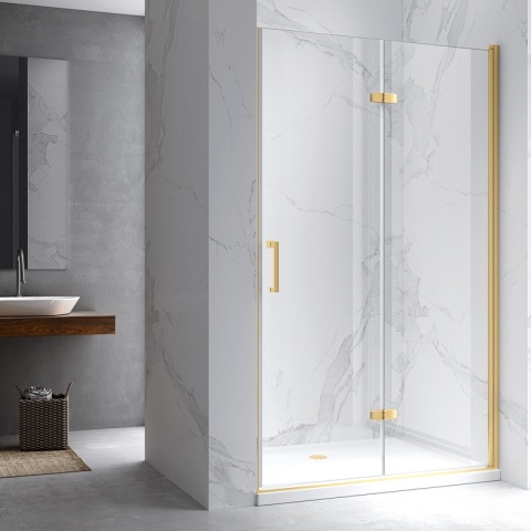 DRZWI PRYSZNICOWE SKŁADANE DO WNĘKI ZES-KZ21F-GL-120 ZŁOTE 120 CM 6 MM