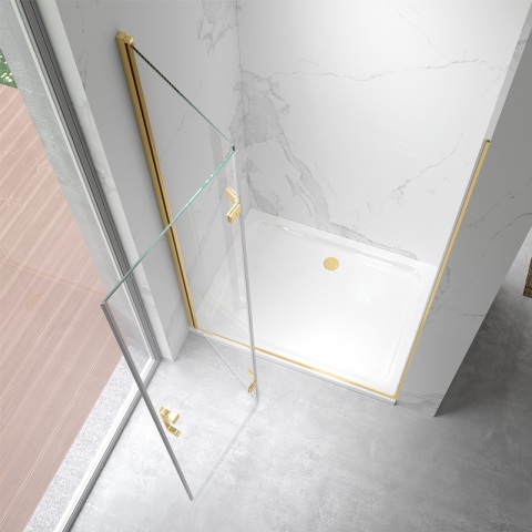 DRZWI PRYSZNICOWE SKŁADANE DO WNĘKI ZES-KZ21F-GL-120 ZŁOTE 120 CM 6 MM