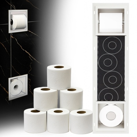 UCHWYT NA PAPIER TOALETOWY WNĘKOWY Z MAGAZYNKIEM DO ZABUDOWY DARIO-WH BIAŁY