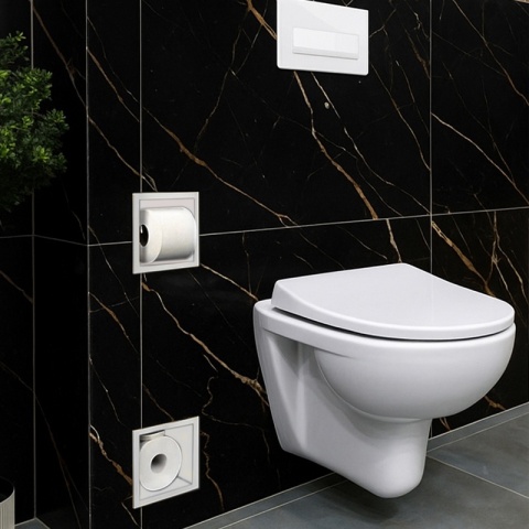 UCHWYT NA PAPIER TOALETOWY WNĘKOWY Z MAGAZYNKIEM DO ZABUDOWY DARIO-WH BIAŁY