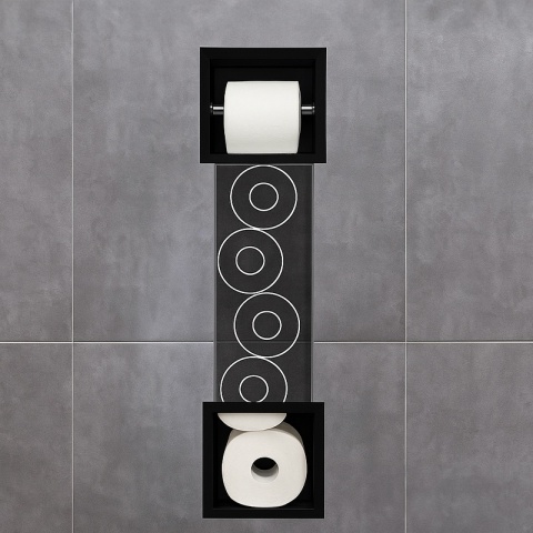 UCHWYT WNĘKOWY NA PAPIER TOALETOWY Z MAGAZYNKIEM DO ZABUDOWY DARIO-BL CZARNY