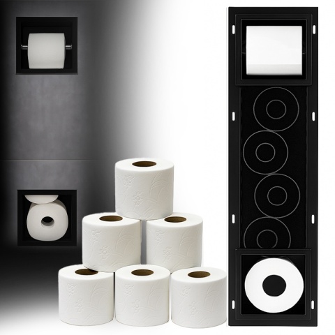 UCHWYT WNĘKOWY NA PAPIER TOALETOWY Z MAGAZYNKIEM DO ZABUDOWY DARIO-BL CZARNY
