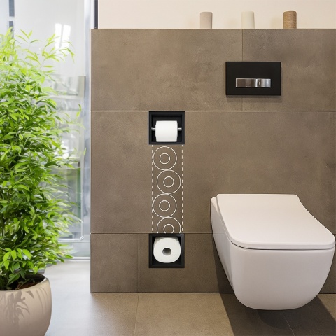 UCHWYT WNĘKOWY NA PAPIER TOALETOWY Z MAGAZYNKIEM DO ZABUDOWY DARIO-BL CZARNY