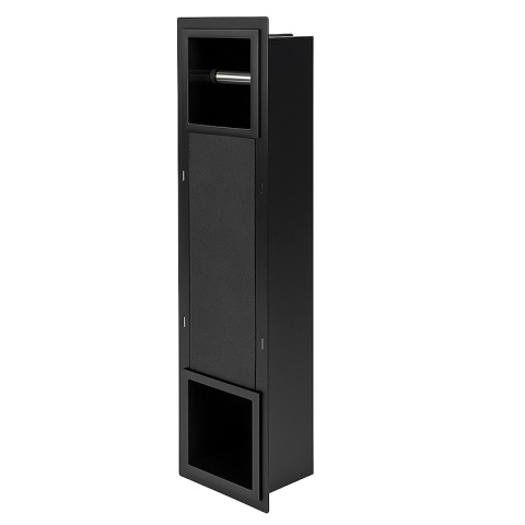 UCHWYT WNĘKOWY NA PAPIER TOALETOWY Z MAGAZYNKIEM DO ZABUDOWY DARIO-BL CZARNY