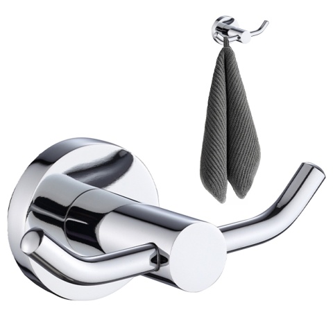 WIESZAK ŁAZIENKOWY NA RĘCZNIK HACZYK PODWÓJNY ŚCIENNY EVAN CHROM