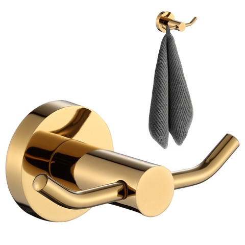 WIESZAK ŁAZIENKOWY NA RĘCZNIK HACZYK PODWÓJNY ŚCIENNY EVAN ZŁOTY