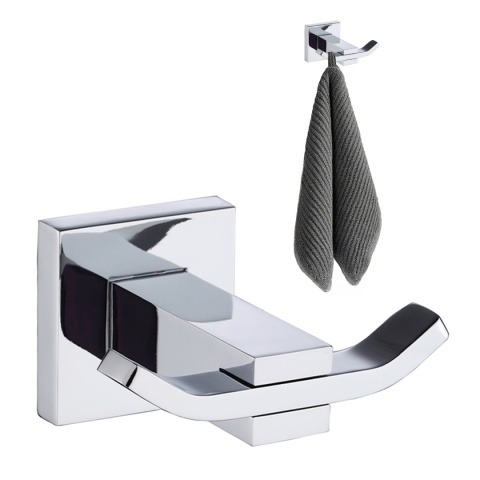 WIESZAK ŁAZIENKOWY NA RĘCZNIK HACZYK PODWÓJNY ŚCIENNY HEKTOR CHROM