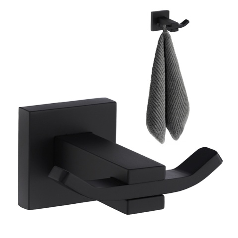 WIESZAK ŁAZIENKOWY NA RĘCZNIK HACZYK PODWÓJNY ŚCIENNY HEKTOR CZARNY