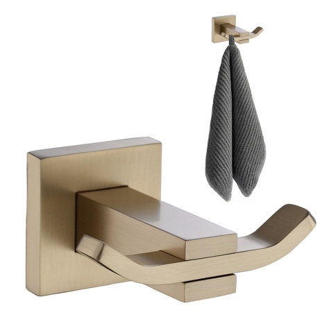 WIESZAK ŁAZIENKOWY NA RĘCZNIK HACZYK PODWÓJNY ŚCIENNY HEKTOR ZŁOTY SZCZOTKOWANY