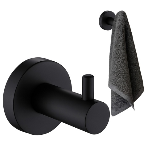 WIESZAK ŁAZIENKOWY NA RĘCZNIK HACZYK POJEDYNCZY ŚCIENNY IVO CZARNY