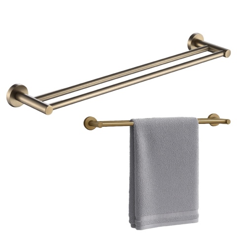 WIESZAK ŁAZIENKOWY NA RĘCZNIK PODWÓJNY ŚCIENNY HARY ZŁOTY SZCZOTKOWANY