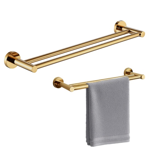 WIESZAK ŁAZIENKOWY NA RĘCZNIK PODWÓJNY ŚCIENNY HARY ZŁOTY
