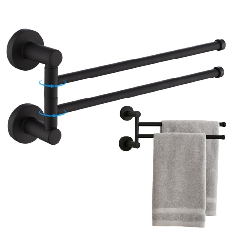 WIESZAK NA RĘCZNIKI CZARNY ŁAZIENKOWY OBROTOWY PODWÓJNY ELIOT-BL DO ŁAZIENKI