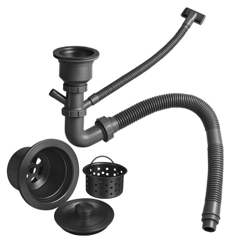 ZLEW KUCHENNY ZLEWOZMYWAK JEDNOKOMOROWY STALOWY GRAFITOWY ALOR-BL-40X45 DOZOWNIK SYFON UCHWYTY