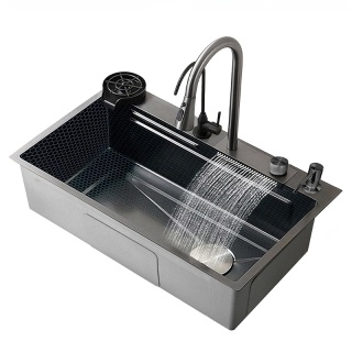 ZLEWOZMYWAK JEDNOKOMOROWY WIELOFUNKCYJNY COSTA 75X46 CZARNY ZLEW KUCHENNY