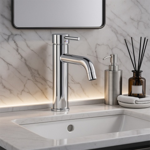 BATERIA UMYWALKOWA STOJĄCA WYSOKA NABLATOWA ŁAZIENKOWA KRAN CARO-CH CHROM