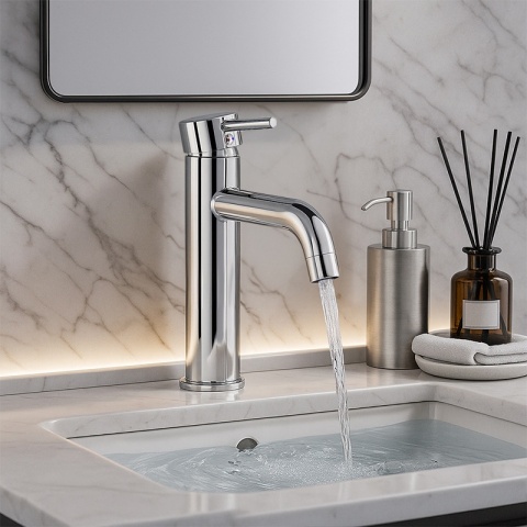 BATERIA UMYWALKOWA STOJĄCA WYSOKA NABLATOWA ŁAZIENKOWA KRAN CARO-CH CHROM