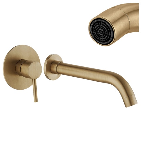 BATERIA UMYWALKOWA PODTYNKOWA ŚCIENNA F06K ZŁOTA SZCZOTKOWANA