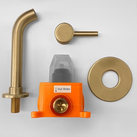 BATERIA UMYWALKOWA PODTYNKOWA ŚCIENNA F06K ZŁOTA SZCZOTKOWANA