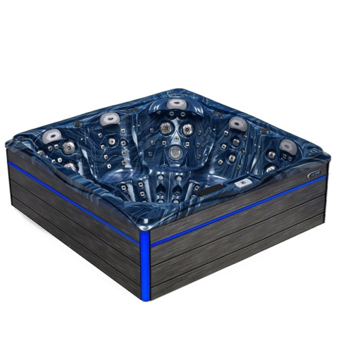 JACUZZI OGRODOWE WANNA SPA748 NIEBIESKA FALA OBUDOWA SZARA DESKA F22 230x230 CM