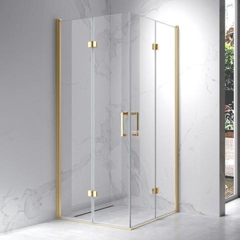 KABINA PRYSZNICOWA KWADRATOWA ZES-KZ08D-GL-100 ZŁOTA 100x100 CM