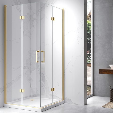 KABINA PRYSZNICOWA KWADRATOWA ZES-KZ08D-GL-100 ZŁOTA 100x100 CM