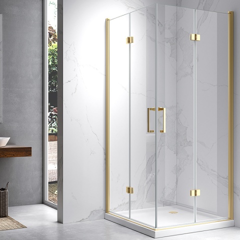 KABINA PRYSZNICOWA KWADRATOWA ZES-KZ08D-GL-100 ZŁOTA 100x100 CM