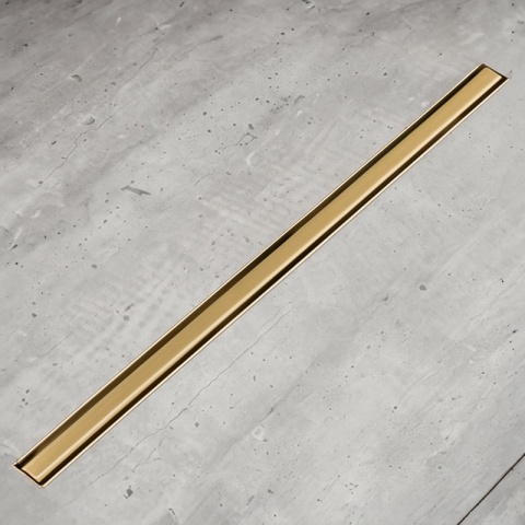 ODPŁYW LINIOWY 100 CM ZŁOTY OBROTOWY NISKI SYFON WYSOKA PRZEPUSTOWOŚĆ DL03