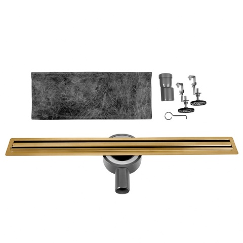 ODPŁYW LINIOWY 50 CM ZŁOTY OBROTOWY NISKI SYFON WYSOKA PRZEPUSTOWOŚĆ DL03